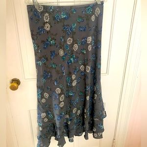 Gray silk maxi skirt. Sundance. Floral. Never worn. Size 10.